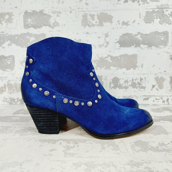 Corso Como Blue Suede Biker Ankle Boots X247 - Picture 4 of 13
